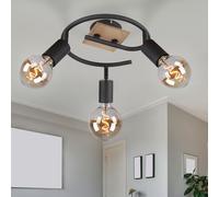 Plafond Spot Salon Lampe Bois e-Shape noir brun D 25 cm