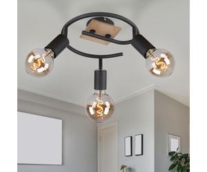 Plafond Spot Salon Lampe Bois e-Shape noir brun D 25 cm