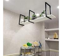 Plafond1étagèrePlafond Suspendre Vin Fer Forgé Mural Suspendu Flottant PrésentoirBois SolideSupport pour Plante Barre de Rangement Facile à Installer