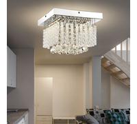 Plafonnier abat-jour en verre plafonnier salle à manger 1 flamme tiges de verre éclairage avec cristaux de verre, métal chromé, 1x LED 12 watt 840lm, L 25 cm