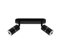 Plafonnier 2 Flammes B: 26 Cm GU10 Orientable Noir Chrome