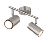 Plafonnier 2 flammes lampe de salon spot argent plafonnier mobile, 2x douille GU10, LxlxH 25x10x13,5 cm