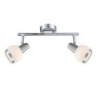 Plafonnier 2 flammes LED lampe de salon plafonnier, spots en verre orientables, 2x LED 3 watts 300 lumens blanc chaud, L 30 cm