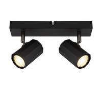 Plafonnier 2 flammes Plafonnier mobile Spot noir Spots réglables, scandinave métal nickel, 2x GU10 douilles, LxlxH 26x6x14,5cm
