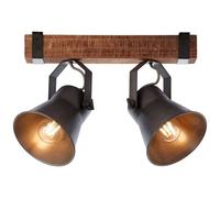 Plafonnier 2 lampes design Brilliant Plow Noir Bois 82129/46