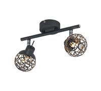 Plafonnier 2 lumières en aluminium design salle à manger gris maille aluminium design cristal, spots mobiles, 2x G9 33W 350lm, LxlxH en cm : 25x8x14 cm
