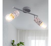 Plafonnier 2 spots Plafonnier 2 flammes Spot de plafond, avec spots mobiles en optique pierre terrazzo, 2x E27, L 30 cm