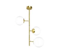 Plafonnier 3 Flammes H: 68,5 Cm Laiton Verre Boule E14 Salon