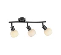 Plafonnier 3 Flammes LED E14 B: 56 Cm Métal Verre Noir Blanc Lampe De Plafond