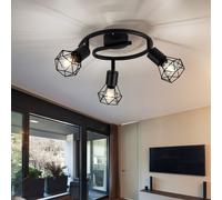 Plafonnier 3 flammes spot rond cage plafonnier design spot spot noir en forme de losange, 3x E14, 23 cm
