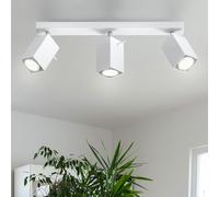 Plafonnier 3 lampes moderne spot plafond spot orientable blanc, spot acier, 3x GU10, L 45 cm, salon