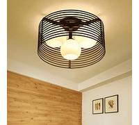 Plafonnier 3 lumières pour immeuble Duplex, Grand Lustre, escalier de Villa, Moderne et Minimaliste, Boules de Verre, culot E27 (Couleur : Noir)