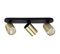 EDO Spot de Plafond Orientable Noire et Dorée MALGA ELEGANT 3 Plafonnier 3 Spot avec Douille GU10 Éclairage de Plafond Moderne Luminaire Plafonnier 230V Barre de Spot pour Salon Chambre à Coucher