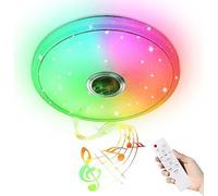 Plafonnier 36W LED Plafonnier plat RGB Dimmable avec télécommande ou contrôle i-link APP Lampe Plafond Luminaires réglables Ciel étoilé incl. haut-parleur Bluetooth CEEDIR