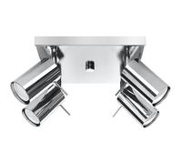 Plafonnier 4 Flammes Chromé B: 25 Cm Carré GU10 Orientable Métal