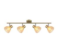 Plafonnier 4 flammes Plafonnier noir laiton Lampe de salon Lampe de chambre à coucher, métal verre, 4x E14 douille, LxlxH 70x13x19 cm