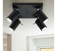 Plafonnier 4 spots de plafond pour salon, spot d'éclairage de plafond noir, spot réglable en acier, 4x GU10, L 25 cm