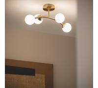 Plafonnier 4 Spots Métal et Verre Moonlight Brass Ovo
