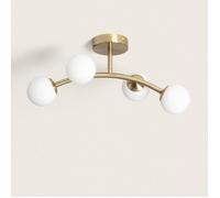 Plafonnier 4 Spots Métal et Verre Moonlight Brass Ovo Doré