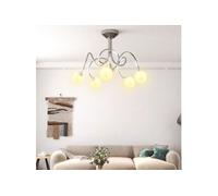 Plafonnier - - 5 abat-jour ronds en verre - Design moderne - Economie d'énergie LED - G9