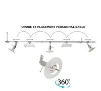 Xelux - Plafonnier 5 Spots orientables et déformable 5 LED 35 W 3 syros et 2 sail