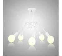 Plafonnier 5 Têtes Blanc UNI - WOTTES - Style Rétro Industriel - 5 Ampoules E27 - Fer Forgé