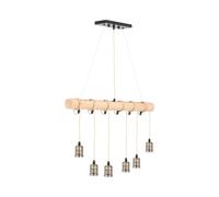 Plafonnier - 6 ampoules - cylindre en bois | Uniprodo