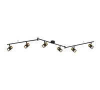Plafonnier 6 flammes Plafonnier Spots orientables Lampe de salon noir cuivre, 6x GU10, LxH 180 x 18,5 cm