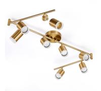 Plafonnier 8 Spots Doré LED Orientable, GU10 Luminaire Spot en Suspension Spotlights pour Kitchen Plafond, Fine Plafonniers pour Modern Spotlight Ceiling Lights pour Salle à Manger (Sans Ampoule)