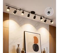 Plafonnier 8 Spots Noir LED Orientable, GU10 Luminaire Spot en Suspension Spotlights pour Kitchen Plafond, Fine Plafonniers pour Modern Spotlight Ceiling Lights pour Salle à Manger (Sans Ampoule)