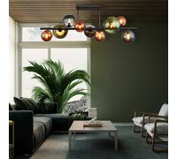 Plafonnier À Boules De Verre LED Pour Salon Gris 9 Bras L 87 Cm