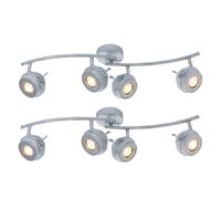 Plafonnier à LED 4 flammes pour salon Spot réglable, métal gris antique, 4x5W 4x 345lm blanc chaud, set de 2