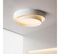 Plafonnier à LED,Lampe de plafond moderne dimmable,19.6'' Round led Flush Mount Light Fixtures White LED Chandelier pour la salle à manger,Grey Metal Kitchen Ceiling lamp,Bedroom (White)