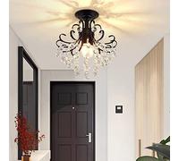 Plafonnier à montage en surface à 3 lumières, lustre en cristal moderne, plafonnier de ferme noir pour chambre à coucher, salon, salle à manger, couloir d'entrée, support de lampe E14 Interesting
