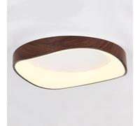 Plafonnier à Montage Minimaliste avec Télécommande, Plafonnier à Gradation, LED à économie D’énergie, Luminaire Facile à Installer pour Chambre, Salon, Buanderie, Coulo, Walnut Wood Grain, 60cm