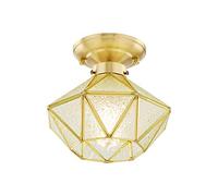 Plafonnier à montage semi-encastré avec formes géométriques simples américaines à multiples facettes, cadre en cuivre, petite taille, 8,2 pouces de diamètre, éclairage