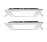 Plafonnier à panneau encastrable en aluminium, plafonnier carré blanc, LED 15W 1350Lm blanc froid, LxPxH 16x16x2 cm, lot de 2