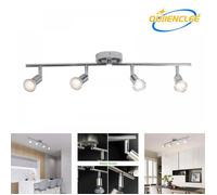 Plafonnier à quatre têtes, QUIIENCLEE, design suspendu, minimaliste et élégant, 62*10*10 cm, argenté, chambre à coucher/salon