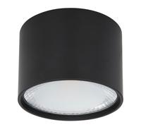 Plafonnier Abat-jour en verre Lampe à poser Plafonnier 1 flamme rond salon avec cache en verre, métal noir mat, 1x LED 12 watts 980lm, DxH 11,3x8cm