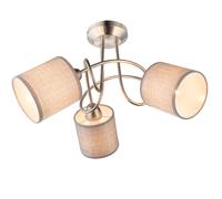 Plafonnier abat-jour textile spot 3 flammes plafonnier nickel mat, métal, 3 douilles E14, PxH 46x27,5 cm