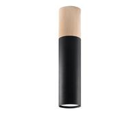 Plafonnier Acier Bois Naturel/Noir GU10 1 Pablo