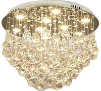 Plafonnier, acier inoxydable de style, cristal K9 élégant, 9 têtes de lampe