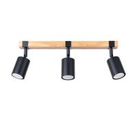 Plafonnier Acier Noir/Bois Naturel GU10 3 Fager
