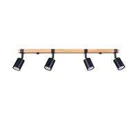 Plafonnier Acier Noir/Bois Naturel GU10 4 Fager