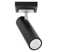 Spot de plafond salon spot d'éclairage Spot de plafond noir Plafonnier noir, en acier en spot noir orientable, 1x GU10, LxH 18 x 20 cm