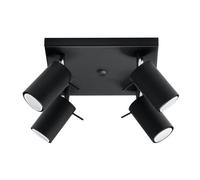 Plafonnier Acier Noir GU10 4 Ring Line
