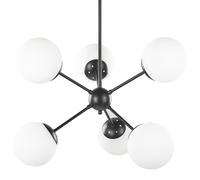 Lampe Suspendue Moderne à 6 Places d'Ampoules en Verre Blanc et Forme de Gl