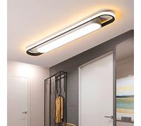 Plafonnier allongé ModerLED avec 2 Bandes Lumineuses en Acrylique, 3 changements de température de Couleur (Blanc Chaud - Blanc Froid), métal Noir pour Salon Chambre (80cm)