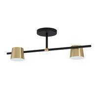Plafonnier ALTAMIRA GU10 2X4,6W en acier noir et laiton 700x210x235mm
