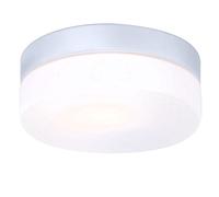 Plafonnier alu, argent, opale, IP44, D:185, H:67, excl. 1xE27 60W 230V